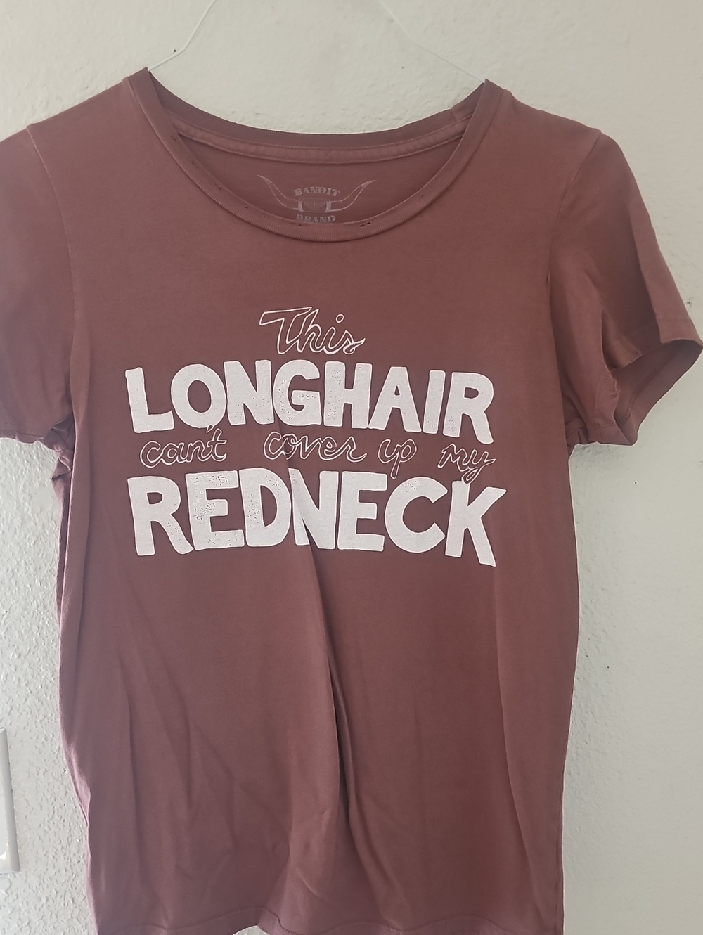 Womens "WORN LOOK" -M Bandit Brand Maroon T-Shirt